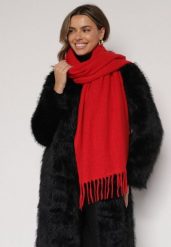 Czerwony Klasyczny Szalik Zdobiony Frędzlami Vetilana. Czerwone szaliki i chusty damskie Born2be, z aplikacjami, z jeansu, biznesowe. Za 44.99 zł.