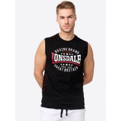 Tank top Lonsdale St.Agnes. Czarne koszulki sportowe męskie Lonsdale, bez wzorów, sportowe, bez kołnierzyka. W wyprzedaży za 102.40 zł.