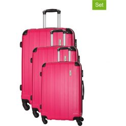 Zestaw walizek w kolorze różowym - 3 szt. Walizki męskie Platinium, z materiału. W wyprzedaży za 539.95 zł.