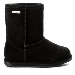 Śniegowce EMU Australia. Czarne buty zimowe chłopięce Emu Australia, bez wzorów, bez zapięcia. Za 439.99 zł.