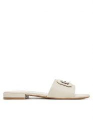 Guess Klapki FLJTAR LEA19 Écru. Klapki damskie Guess, z aplikacjami, ze skóry, bez obcasa. Za 319.99 zł.