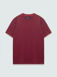 Koszulka męska w paski czerwona Garri 603. Czerwone t-shirty męskie Big Star, l, z aplikacjami, z bawełny, klasyczne, bez kołnierzyka. Za 99.99 zł.