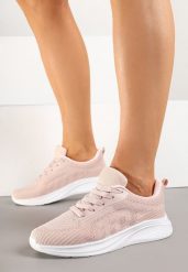 Różowe Buty Sportowe Sneakersy z Tłoczonym Wzorem Amosira. Czerwone obuwie sportowe damskie Renee, bez wzorów, z jeansu, trekkingowe. Za 74.99 zł.