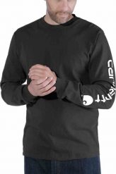 Carhartt Koszulka Carhartt Logo Long Sleeve Black. Czarne bluzki z długim rękawem męskie Carhartt, m, bez wzorów, bez kołnierzyka. Za 122.43 zł.