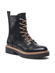 Jenny Fairy Trzewiki WS5896-04 Czarny. Czarne botki damskie Jenny Fairy, ze skóry, bez obcasa, na płaskiej podeszwie, bez zapięcia. Za 143.99 zł.