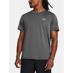 Koszulka do biegania męska Under Armour UA Launch. Szare koszulki sportowe męskie Under Armour, l, bez wzorów, bez kołnierzyka, bez ramiączek, do biegania. Za 105.17 zł.