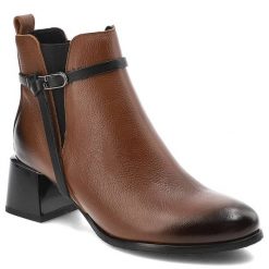 Brązowe Botki Lemar Modne Buty Damskie. Brązowe botki damskie Lemar, na wiosnę, z jeansu, bez obcasa, bez zapięcia. Za 289.00 zł.
