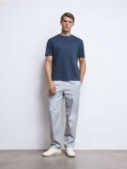 T-shirt regular z bawełny merceryzowanej - morski. Zielone t-shirty męskie Reserved, l, bez wzorów, z bawełny, bez kołnierzyka. Za 99.99 zł.
