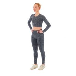Damski zestaw sportowy Xtreme - legginsy sportowe + sportowy Croptop - Antracyt. Szare legginsy damskie XTREME SOCKSWEAR, l, bez wzorów, z materiału, z podwyższonym stanem, długie, na fitness i siłownię. Za 199.42 zł.