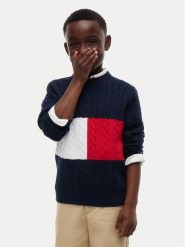 Tommy Hilfiger Sweter KB0KB09753 Granatowy Regular Fit. Niebieskie swetry dla chłopców Tommy Hilfiger, bez wzorów, z bawełny, bez kołnierzyka, bez kaptura. Za 329.99 zł.