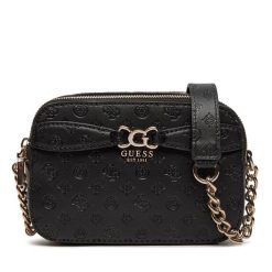 Torebka Guess. Czarne listonoszki damskie Guess, z aplikacjami, bez dodatków. Za 449.99 zł.