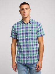LEE MĘSKA KOSZULA LEE LEE BUTTON DOWN SS DANDY GREEN 112349961. Zielone koszule męskie Lee, m, bez wzorów, bez kołnierzyka, bez ramiączek. Za 139.99 zł.