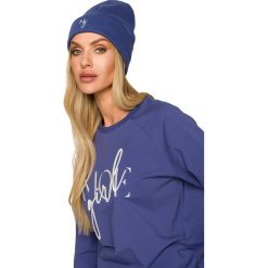 Czapka Beanie z Haftem - Indygo. Brązowe czapki i kapelusze damskie MOE, bez wzorów, z bawełny. Za 96.90 zł.