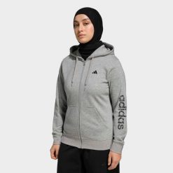 Bluza z kapturem damska ADIDAS fitness. Szare bluzy damskie Adidas, l, bez wzorów, z materiału, z kapturem, na fitness i siłownię. Za 199.99 zł.