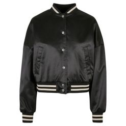 Damski oversizowy satynowy krótki żakiet Urban Classics College. Czarne żakiety damskie Urban Classics, m, bez wzorów, z elastanu, sportowe. Za 200.00 zł.