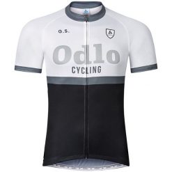 Odlo Koszulka rowerowa Stand-up collar s/s Ride biało-czarna r.L (410972). Koszulki sportowe męskie marki Odlo. Za 93.69 zł.