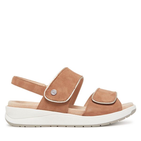 Sandały Caprice. Brązowe sandały damskie Caprice, bez wzorów, bez obcasa, na koturnie, bez zapięcia. Za 239.99 zł.