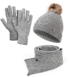 Damski zestaw zimowy czapka szal rękawiczki HZ0012 HEYO. Czapki i kapelusze damskie HEYO, na zimę, bez wzorów. Za 79.00 zł.