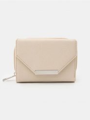 Portfel na zamek i magnes z przegródkami na karty - kremowy. Białe portfele damskie Sinsay, bez wzorów. Za 25.99 zł.