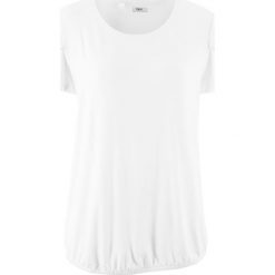 Shirt z marszczeniem na ramionach bonprix biały. Bluzki damskie bonprix. Za 44.99 zł.