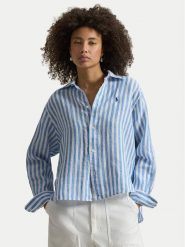 Polo Ralph Lauren Koszula 211935130500 Niebieski Relaxed Fit. Niebieskie bluzki damskie Polo Ralph Lauren, l, bez wzorów, ze lnu, bez kołnierzyka, bez ramiączek. Za 819.99 zł.