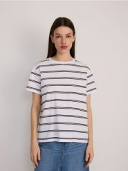 Bawełniany t-shirt regular - wielobarwny. T-shirty damskie Reserved, l, bez wzorów, z bawełny, bez kołnierzyka. Za 29.99 zł.