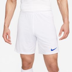 Spodnie treningowe męskie Nike Park Iii. Białe krótkie spodenki sportowe męskie Nike, m, bez wzorów, do piłki nożnej. Za 133.00 zł.