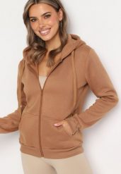 Brązowa Bluza z Kapturem Sithi. Brązowe bluzy damskie Born2be, l, bez wzorów, z jeansu, z kapturem. Za 54.99 zł.