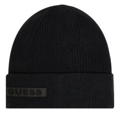 Czapka Guess. Czarne czapki i kapelusze męskie Guess, na zimę, z aplikacjami. Za 139.99 zł.