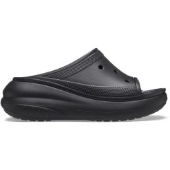 Buty do chodzenia damskie Crocs Crush Slide. Czarne obuwie sportowe damskie Crocs, bez wzorów, z materiału, do pływania. W wyprzedaży za 180.60 zł.