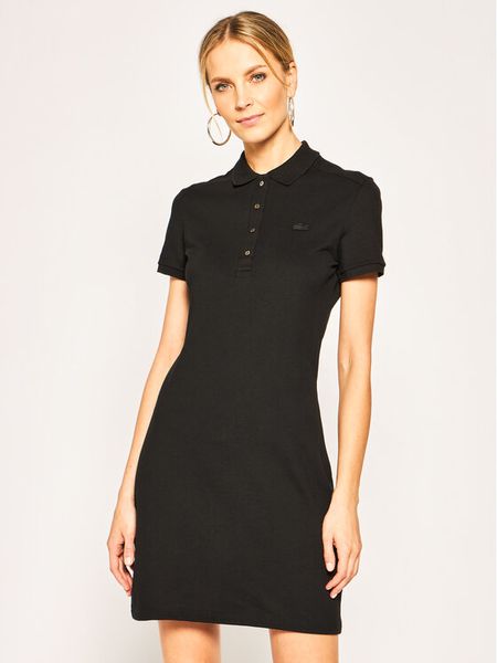 Lacoste Sukienka codzienna EF5473 Czarny Slim Fit. Czarne sukienki damskie Lacoste, na co dzień, bez wzorów, z bawełny, bez kołnierzyka, bez ramiączek, proste. Za 649.99 zł.
