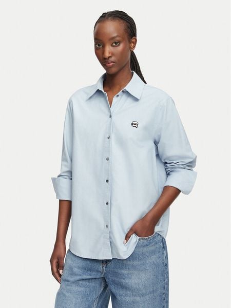 KARL LAGERFELD Koszula B3W11030 Niebieski jasny Regular Fit. Niebieskie bluzki damskie KARL LAGERFELD, bez wzorów, bez kołnierzyka, bez ramiączek. Za 679.99 zł.