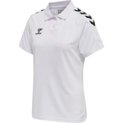 Damska koszulka polo Hummel Functional. Białe koszulki sportowe damskie Hummel, l, bez wzorów, z tkaniny, bez kołnierzyka, bez ramiączek. Za 155.50 zł.
