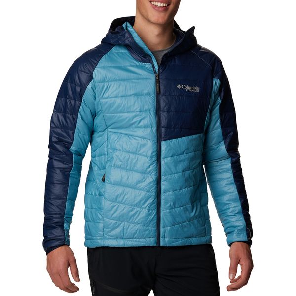 Kurtka puchowa męska Columbia Platinum Peak Hooded. Niebieskie kurtki męskie Columbia, m, bez wzorów, z puchu, sportowe, bez kaptura. Za 569.99 zł.