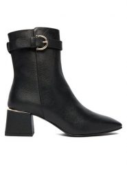 Aigner Botki 1252300 Czarny. Czarne botki damskie Aigner, ze skóry, bez obcasa, na słupku, bez zapięcia. Za 2,249.00 zł.