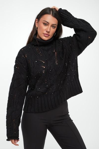 Golf damski z wełną LIU JO. Swetry damskie Liu Jo, l, bez wzorów, z wełny, bez kołnierzyka, bez ramiączek, bez kaptura. Za 719.00 zł.