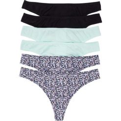 Stringi (6 par) bonprix czarno-miętowy z nadrukiem. Czarne stringi damskie bonprix, z bawełny. Za 53.94 zł.