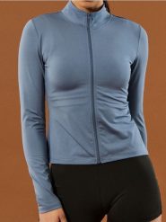 Bluza ze stójką - niebieski. Niebieskie bluzy damskie Sinsay, l, bez wzorów, bez kaptura. W wyprzedaży za 39.99 zł.