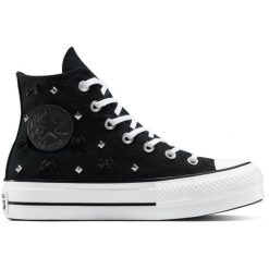 Buty sportowe Converse Chuck Taylor As Lift. Czarne obuwie sportowe damskie Converse, bez wzorów, z materiału. Za 428.50 zł.
