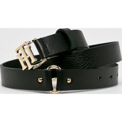 Tommy Hilfiger - Pasek skórzany. Czarne paski damskie Tommy Hilfiger, w paski, z materiału. Za 199.90 zł.