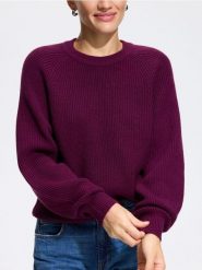 Sweter z wiskozą - bordowy. Czerwone swetry damskie Reserved, l, bez wzorów, z dzianiny, bez kołnierzyka, bez ramiączek, bez kaptura. Za 109.99 zł.