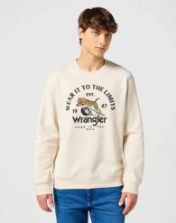 MESKA BLUZA WRANGLER CREWNECK SWEATSHIRT VINTAGE WHITE 112357365. Białe bluzy męskie Wrangler, m, bez wzorów, bez kaptura. Za 169.99 zł.