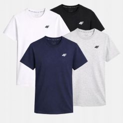 T-SHIRT MĘSKI 4F KOSZULKA ZESTAW KOMPLET 4PAK TTSHM3341. Koszulki sportowe męskie 4f, m, bez wzorów, z bawełny, bez kołnierzyka, bez ramiączek, na fitness i siłownię. Za 116.00 zł.