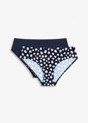 Figi bikini (2 pary). Niebieskie bikini damskie bonprix, bez wzorów. Za 37.98 zł.