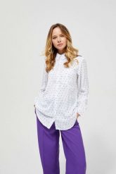 Koszula z kołnierzykiem. Białe koszule damskie MOODO, l, bez wzorów, bez kołnierzyka, bez ramiączek. W wyprzedaży za 26.99 zł.