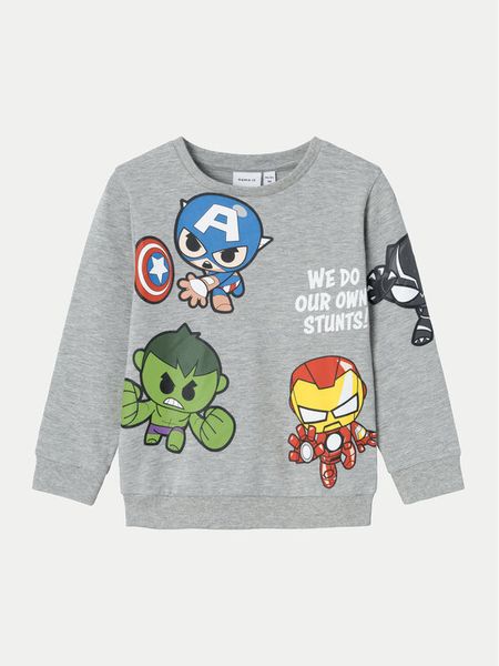 NAME IT Bluza MARVEL 13232193 Szary Regular Fit. Szare bluzy dla chłopców Name it, bez wzorów, z bawełny, bez ramiączek, bez kaptura. Za 119.99 zł.