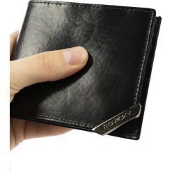 Portfel męski czarny z okuciem Rovicky N993-RVTM-GN-6613 BL. Czarne portfele męskie ROVICKY, bez wzorów, ze skóry. Za 61.99 zł.