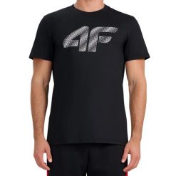 Koszulka męska 4F - bawełniany T-shirt, regular fit. Czarne t-shirty męskie 4f, m, bez wzorów, z bawełny, klasyczne, bez kołnierzyka. Za 59.99 zł.