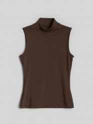 4F Top slim gładki damski - brązowy XS. Brązowe koszulki sportowe damskie 4f, m, bez wzorów, z dzianiny, bez kołnierzyka, bez ramiączek. Za 69.99 zł.