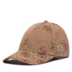 Czapka z daszkiem Guess. Brązowe czapki i kapelusze damskie Guess, z aplikacjami. Za 194.99 zł.